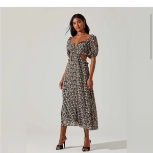 ASTR Cut out floral midi dress